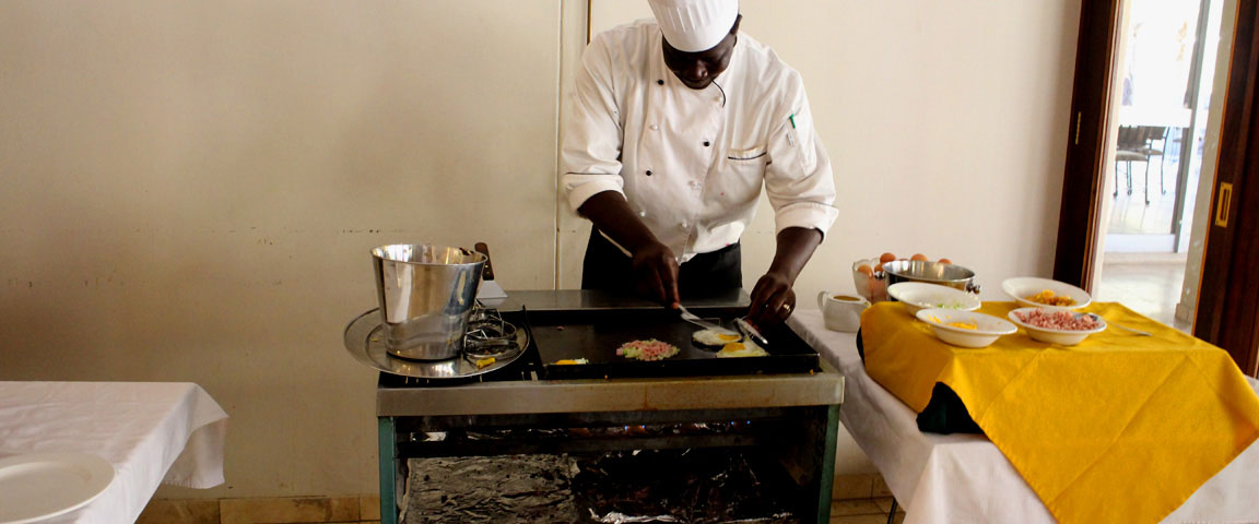 Breakfast being servied in the restaurant at Ai-Ais Hot Springs Resort NWR inside Fish River Canyon Namibia