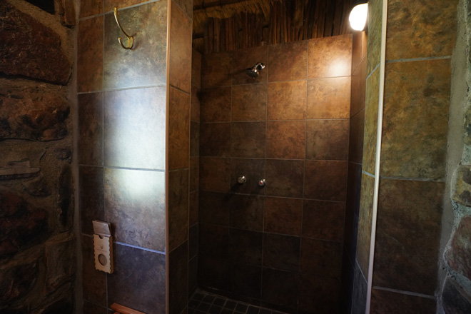 Picture of shower in bathroom at Canyon Lodge Accommodation in Fish River Canyon Namibia