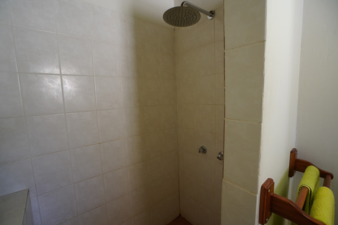 Photo of shower in en-suite bathroom at Canyon Village Accommodation at Fish River Canyon in Namibia