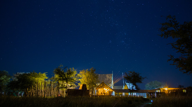 Night time view of Chobe River Camp Accommodation at Caprivi in Namibia