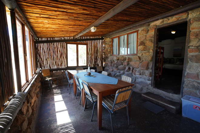 Dining area at Ghost Canyon Cabin Aus Namibia