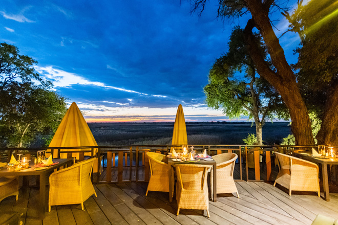 Picture of dining area of Namushasha River Lodge Accommodation in Caprivi Namibia