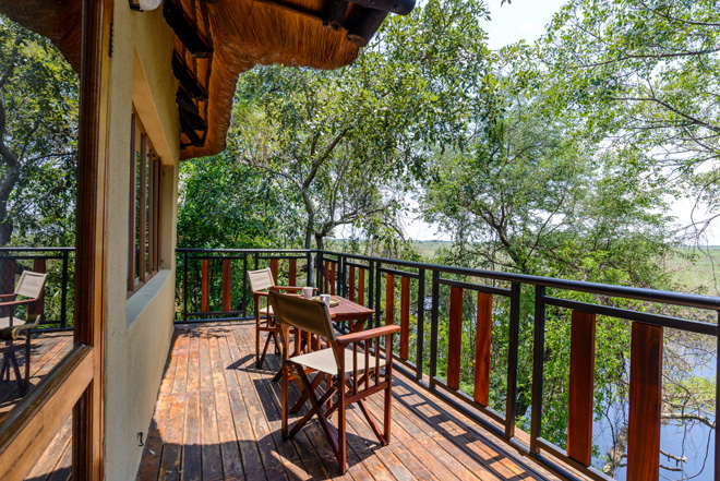 Picture of private veranda at Namushasha River Lodge Accommodation at Caprivi in Namibia