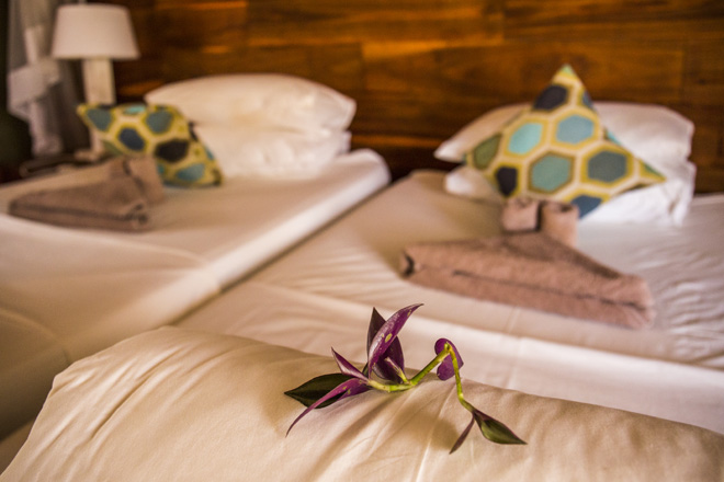 Twin beds accommodation at Namushasha River Lodge Caprivi Namibia
