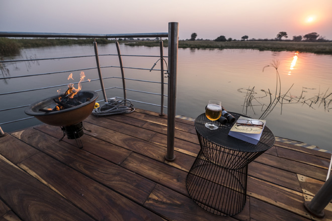 Picture of fireplace on deck at Namushasha River Villa Accommodation in Caprivi Namibia
