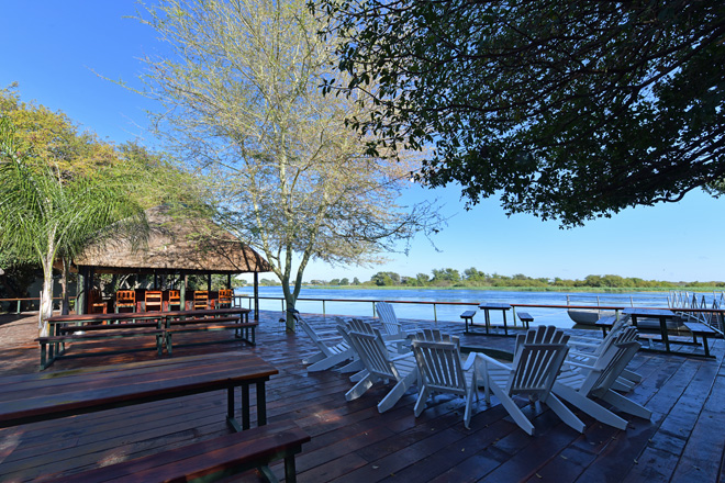 Picture of deck on the river at Zambezi Mubala Camp in Caprivi in Namibia