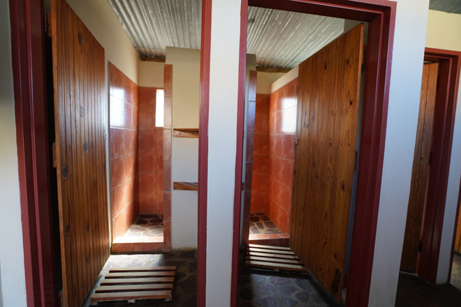 Photograph of showers in ablution facility at Aus Camping at Aus in Namibia