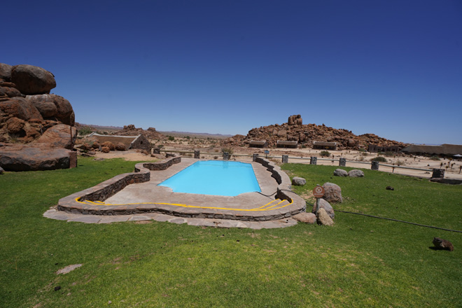 Chalets at Canyon Village built in the traditional horse-shoe design  of a Nama traditional village around the central communal buildings