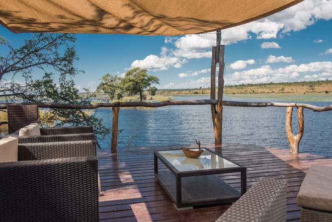 Picture of view from deck of main building at Chobe River Camp in Caprivi Namibia
