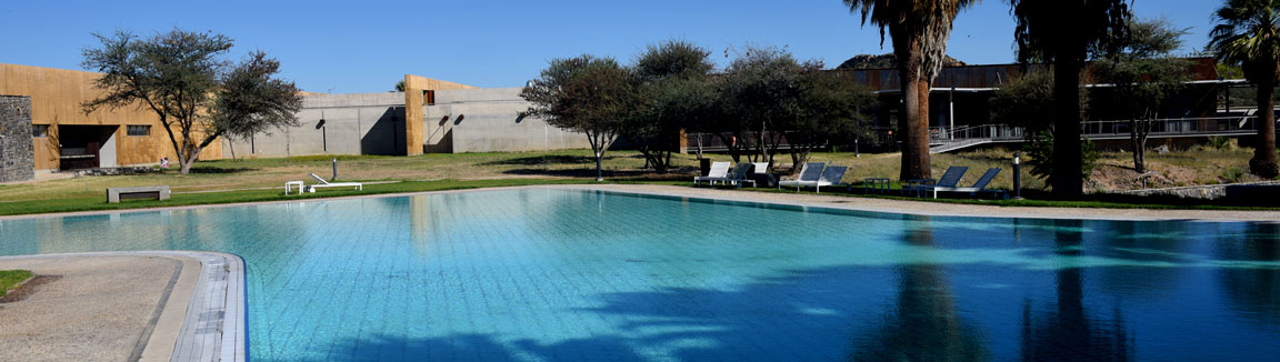 Sparkling blue swimming pool at Gross Barmen, just one of the facilities at Gross Barmen NWR Restcamp.