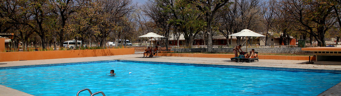 Sparkling blue swimming pool at Halali, just one of the facilities at Halali NWR Restcamp.