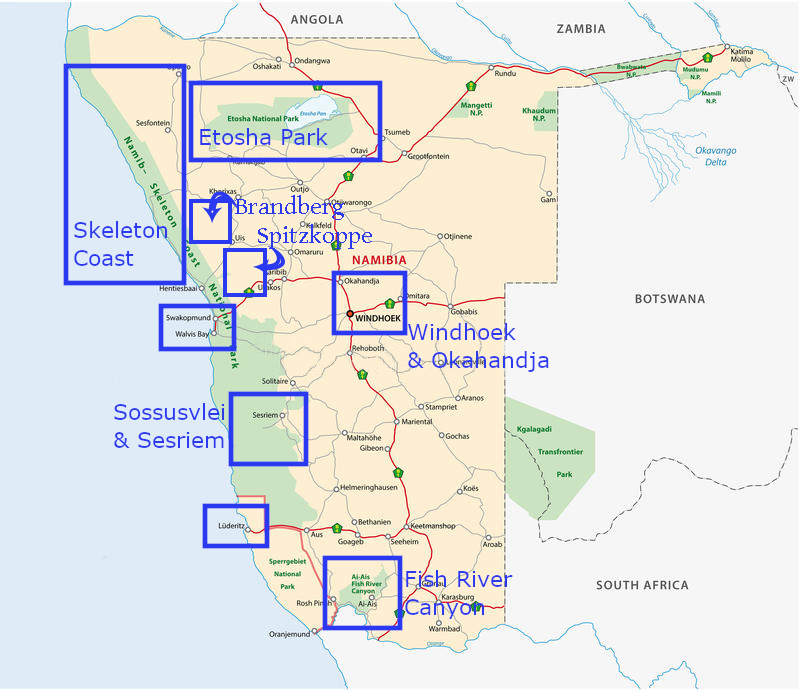 Namibia Wildlife Resorts Map