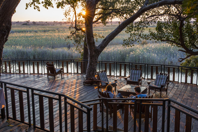 Picture of viewing deck at Namushasha River Lodge at Caprivi in Namibia