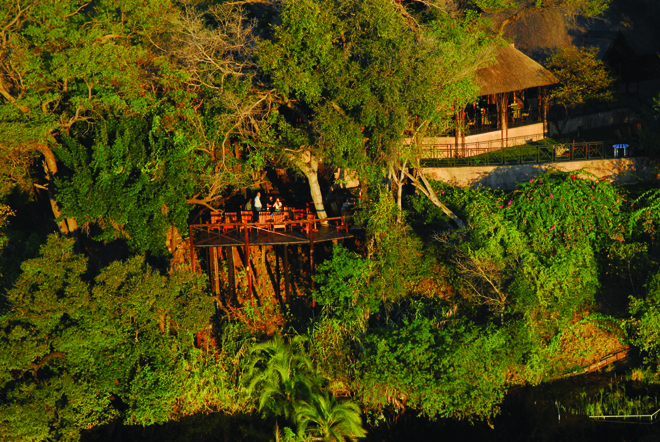 Picture of viewing deck at Namushasha River Lodge in Caprivi Namibia