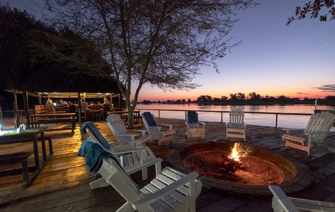 Picture of sunset over river at Zambezi Mubala Camp in Caprivi Namibia